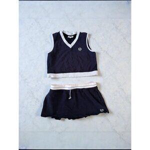 SERGIO TACCHINI Navy Blue White Two Piece Tennis Top and Skort Size XXL